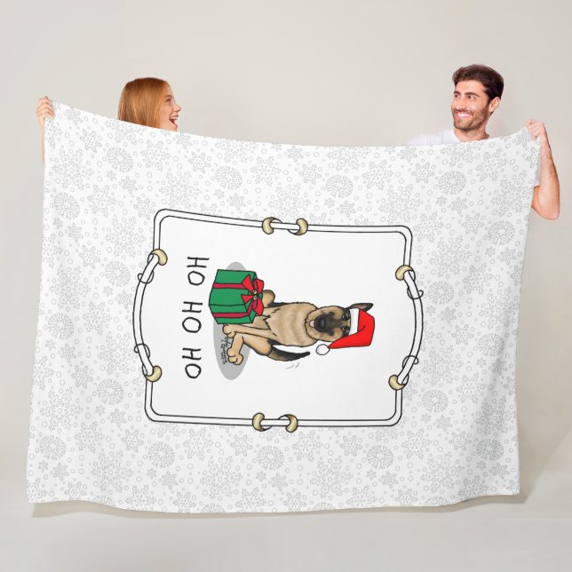 Christmas Santa Hat German Shepherd Dog Cute Fleece Blanket (In Situ)