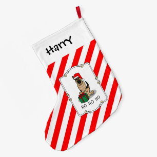 Christmas Santa Hat German Shepherd Dog Cute Large Christmas Stocking