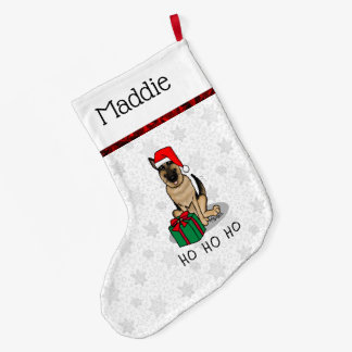 Christmas Santa Hat German Shepherd Dog Cute Large Christmas Stocking