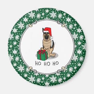 Christmas Santa Hat German Shepherd Dog Cute Magnet