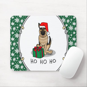 Christmas Santa Hat German Shepherd Dog Cute Mouse Mat