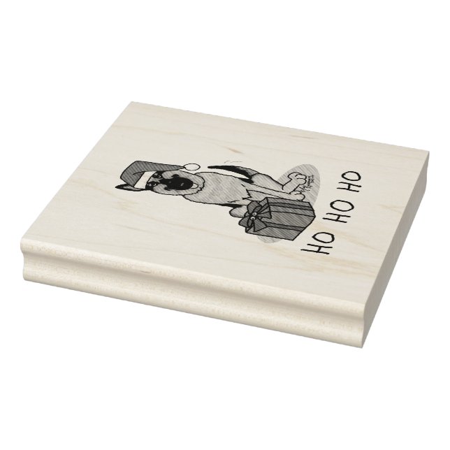 Christmas Santa Hat German Shepherd Dog Cute Rubber Stamp (Stamp)