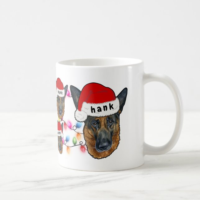 Christmas Santa Hat German Shepherd Dog Lover Coff Coffee Mug (Right)