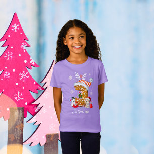Christmas Santa Hat Gingerbread Alphabet J Girl's  T-Shirt