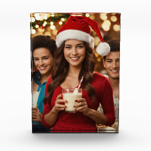 Christmas Santa Hat Girl and Boy Photo Block