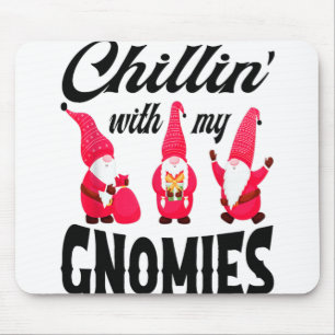Christmas Santa Hat Gnome Chillin With My Gnomies Mouse Mat