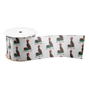 Christmas Santa Hat Greyhound Dog (brindle) Cute Satin Ribbon
