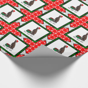 Christmas Santa Hat Greyhound Dog (brindle) Cute Wrapping Paper