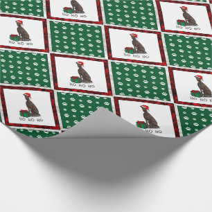 Christmas Santa Hat Greyhound Dog (brindle) Cute Wrapping Paper