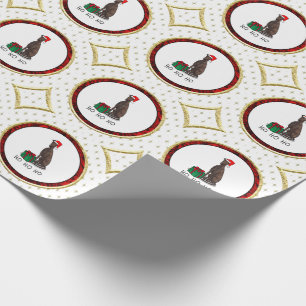 Christmas Santa Hat Greyhound Dog (brindle) Cute Wrapping Paper