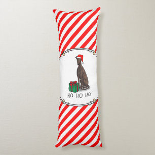 Christmas Santa Hat Greyhound Dog (brindle) Funny Body Cushion