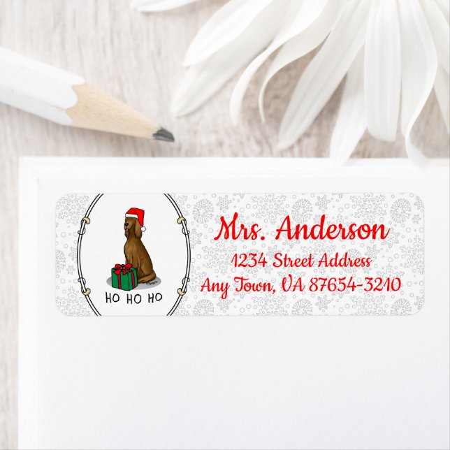 Christmas Santa Hat Irish Setter Dog (red 1) Cute (Insitu)