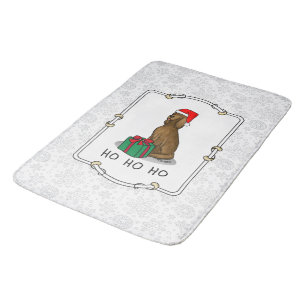 Christmas Santa Hat Irish Setter Dog (red 1) Cute Bath Mat