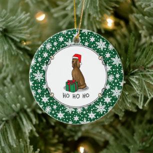 Christmas Santa Hat Irish Setter Dog (red 1) Cute Ceramic Tree Decoration