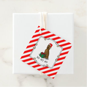 Christmas Santa Hat Irish Setter Dog (red 1) Cute Favour Tags