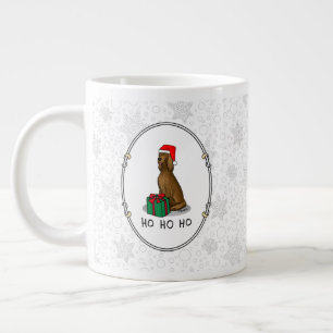 Christmas Santa Hat Irish Setter Dog (red 1) Cute Large Coffee Mug
