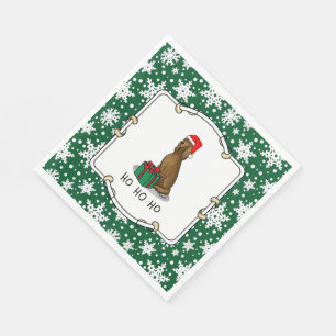 Christmas Santa Hat Irish Setter Dog (red 1) Cute Napkin