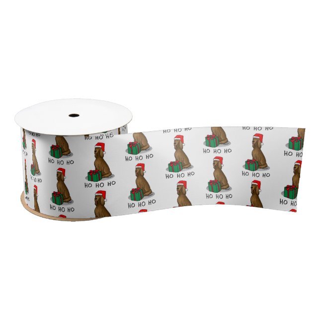 Christmas Santa Hat Irish Setter Dog (red 1) Cute Satin Ribbon (Spool)