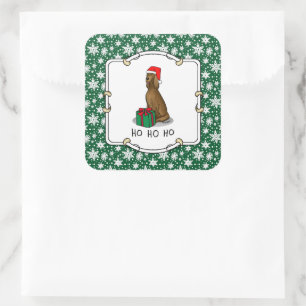 Christmas Santa Hat Irish Setter Dog (red 1) Cute Square Sticker