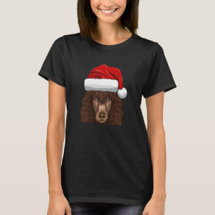 Christmas Santa Hat Irish Water Spaniel Dog T-Shirt