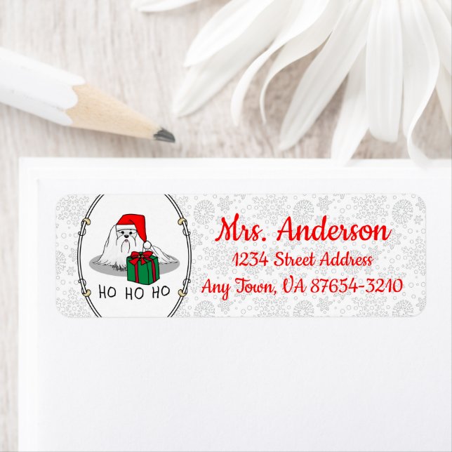 Christmas Santa Hat Maltese Dog Cute Funny (Insitu)