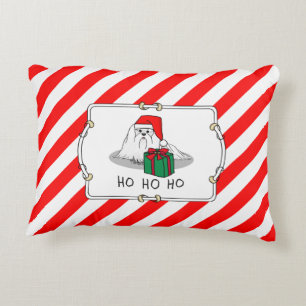 Christmas Santa Hat Maltese Dog Cute Funny Decorative Cushion