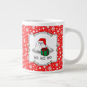 Christmas Santa Hat Maltese Dog Cute Funny Large Coffee Mug
