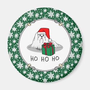 Christmas Santa Hat Maltese Dog Cute Funny Magnet
