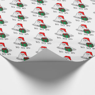 Christmas Santa Hat Maltese Dog Cute Funny Wrapping Paper