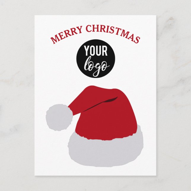 Christmas Santa Hat Merry Christmas Business Logo Holiday Postcard (Front)