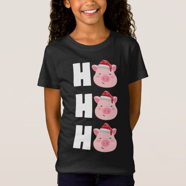 Christmas Santa Hat Pajama Top Funny Cute Gift Pig (Front)