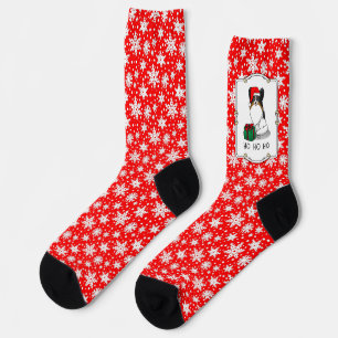 Christmas Santa Hat Papillon (tri-color) Dog Cute Socks