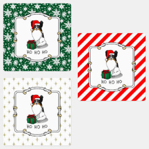 Christmas Santa Hat Papillon (tri-colour) Dog Cute
