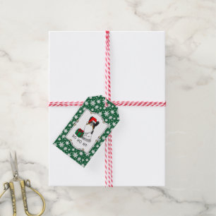 Christmas Santa Hat Papillon (tri-colour) Dog Cute Gift Tags