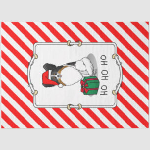 Christmas Santa Hat Papillon (tri-colour) Dog Cute Tissue Paper