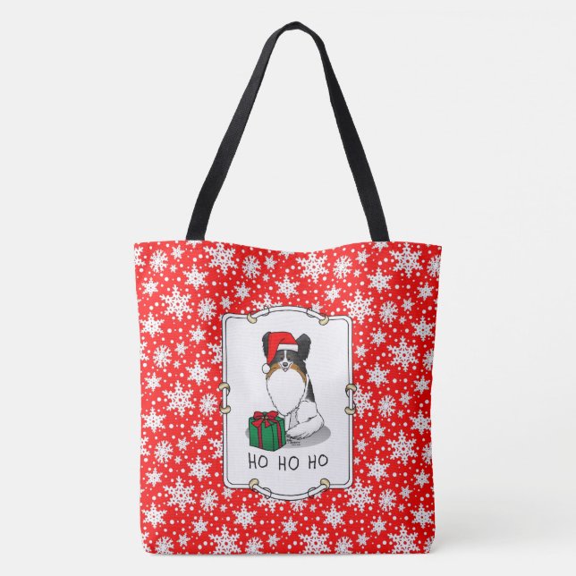 Christmas Santa Hat Papillon (tri-colour) Fun Cute Tote Bag (Back)