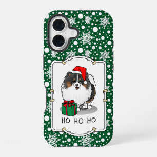 Christmas Santa Hat Pomeranian (tri-colour) Cute iPhone 16 Case