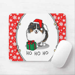 Christmas Santa Hat Pomeranian (tri-colour) Cute Mouse Mat