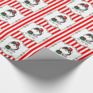 Christmas Santa Hat Pomeranian (tri-colour) Cute Wrapping Paper
