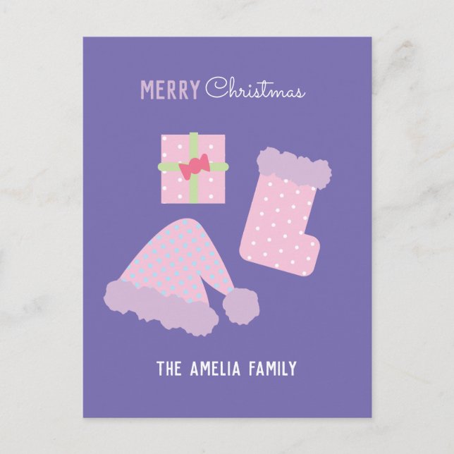  Christmas Santa Hat Present Stocking Postcard (Front)