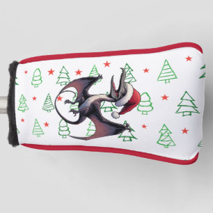 Christmas Santa hat pterodactyl  Golf Head Cover