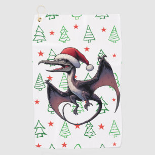 Christmas Santa hat pterodactyl Golf Towel