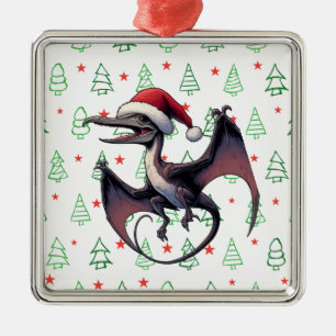 Christmas Santa hat pterodactyl Metal Tree Decoration