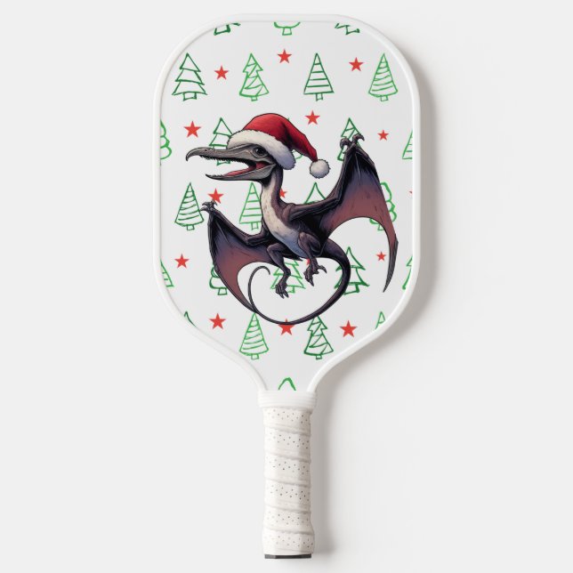 Christmas Santa hat pterodactyl  Pickleball Paddle (Front)