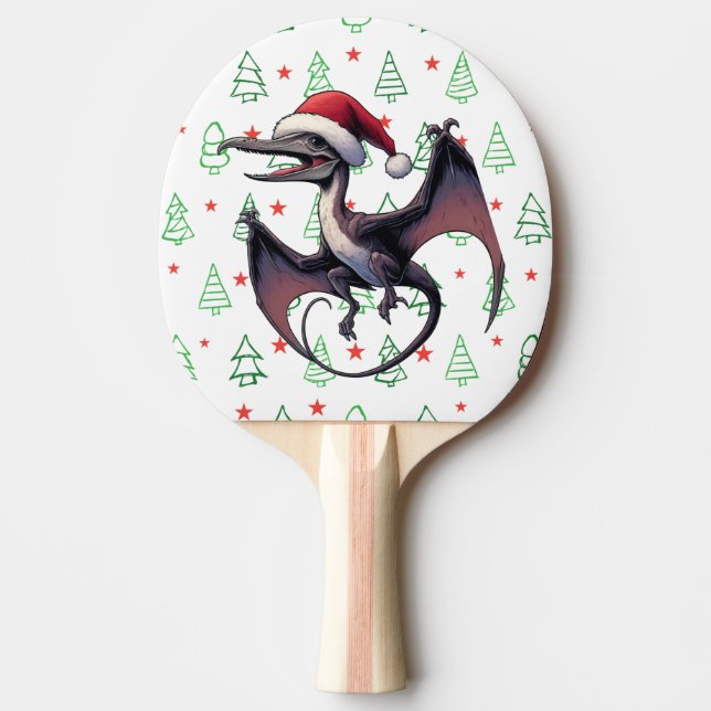 Christmas Santa hat pterodactyl  Ping Pong Paddle (Front)