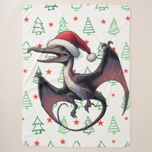 Christmas Santa hat pterodactyl Sherpa Blanket