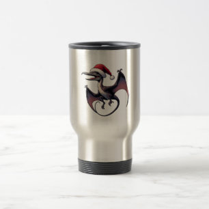 Christmas Santa hat pterodactyl  Travel Mug