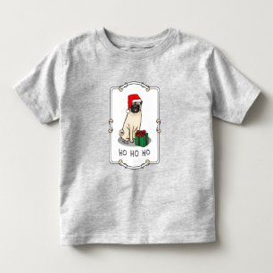 Christmas Santa Hat Pug Dog (light fawn) Cute Toddler T-Shirt