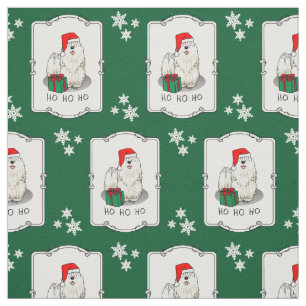 Christmas Santa Hat Puli Dog (white) Cute Funny Fabric