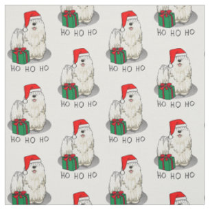 Christmas Santa Hat Puli Dog (white) Cute Funny Fabric